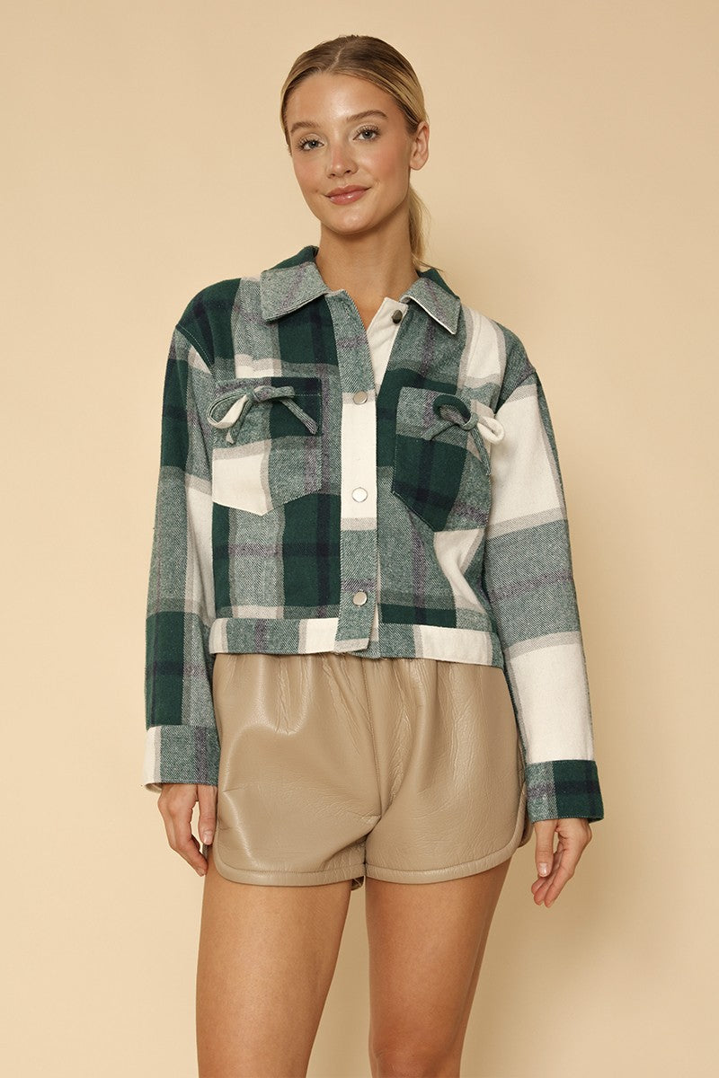 Cropped flannel jacket with bow detailing Miss Sparkling