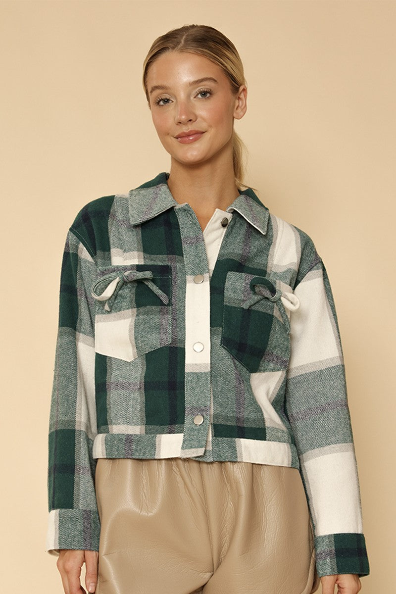 Cropped flannel jacket with bow detailing Miss Sparkling