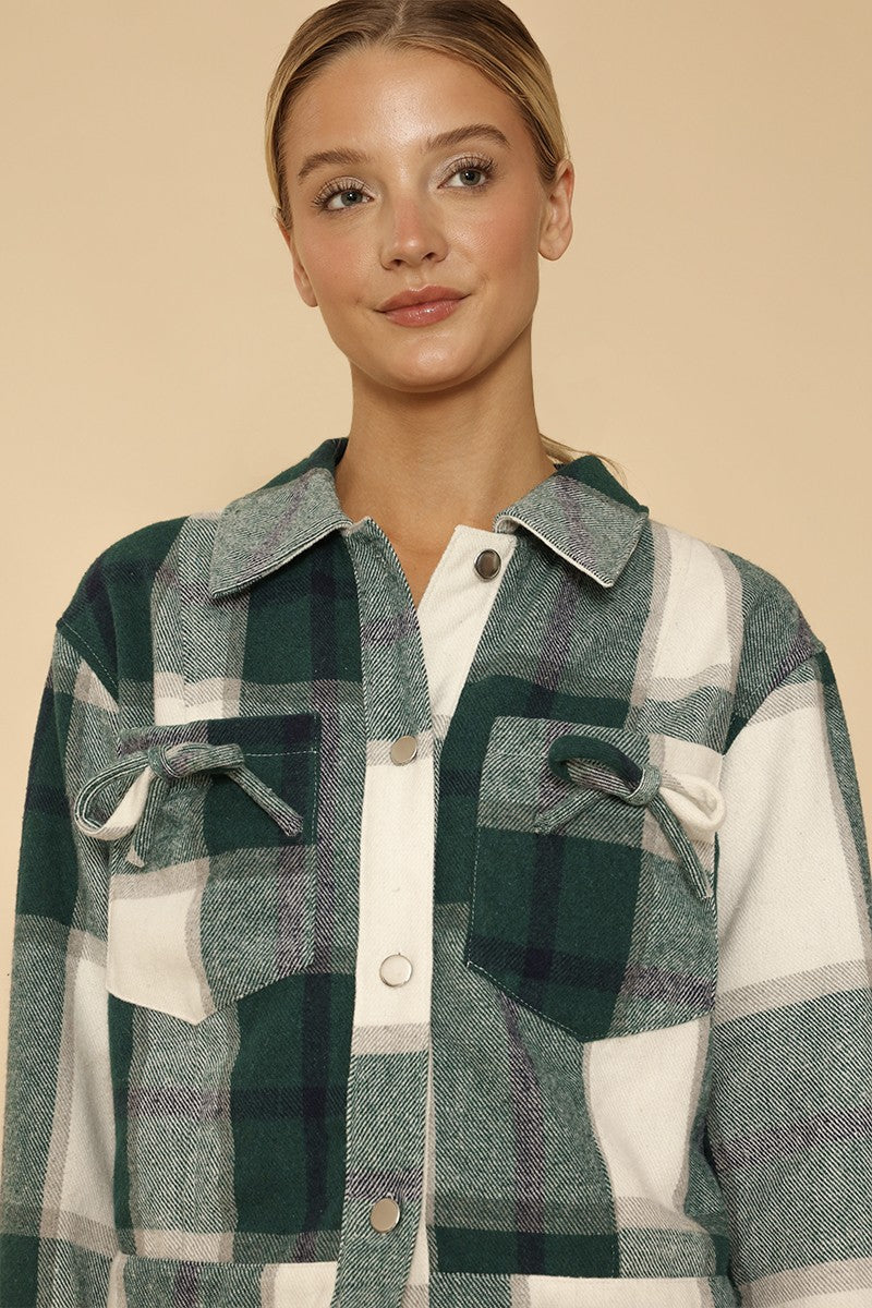 Cropped flannel jacket with bow detailing Miss Sparkling