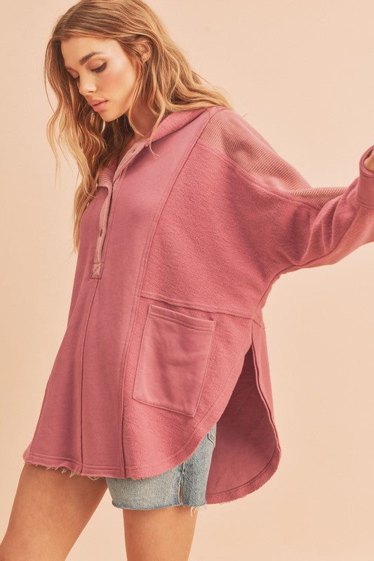 Chic Dove pullover with contrasting corduroy panels