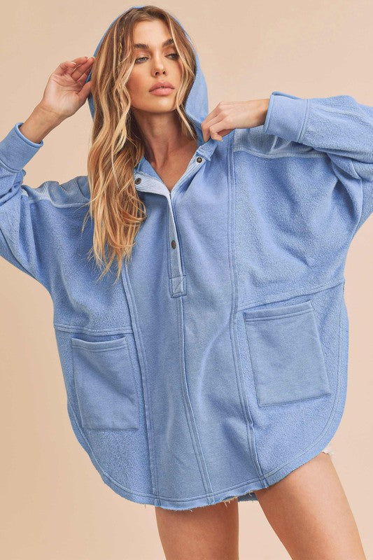 Chic Dove pullover with contrasting corduroy panels