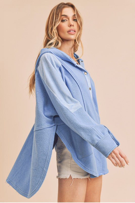 Chic Dove pullover with contrasting corduroy panels