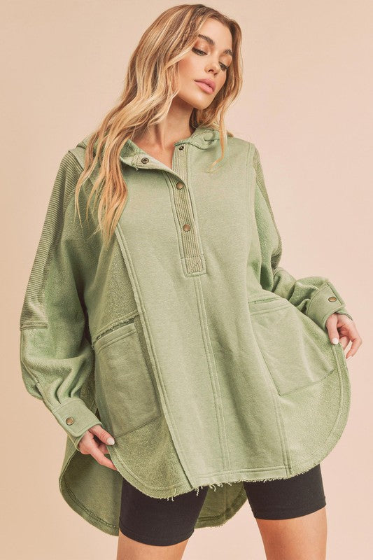 Chic Dove pullover with contrasting corduroy panels