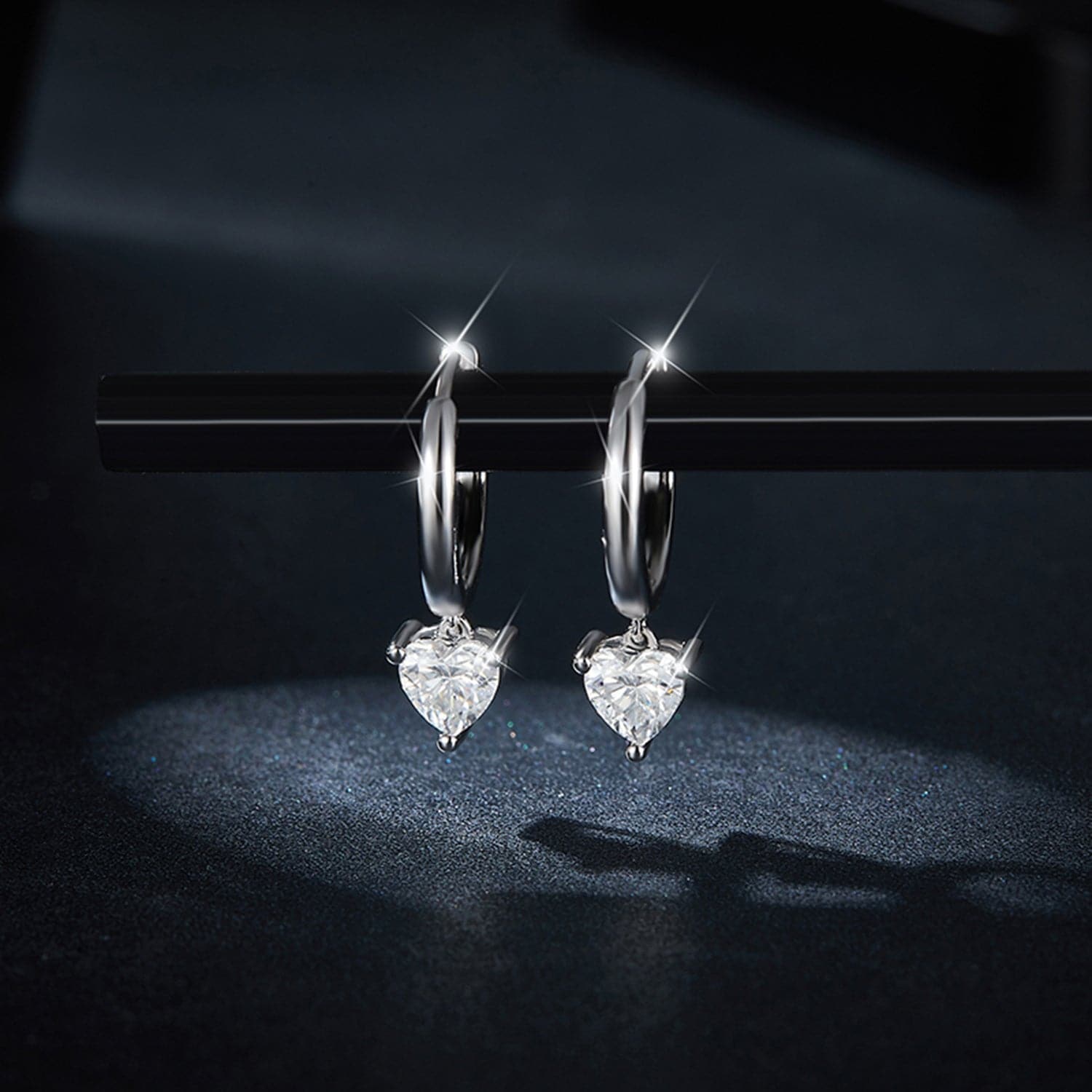 1 Carat Moissanite 925 Sterling Silver Heart Earrings.