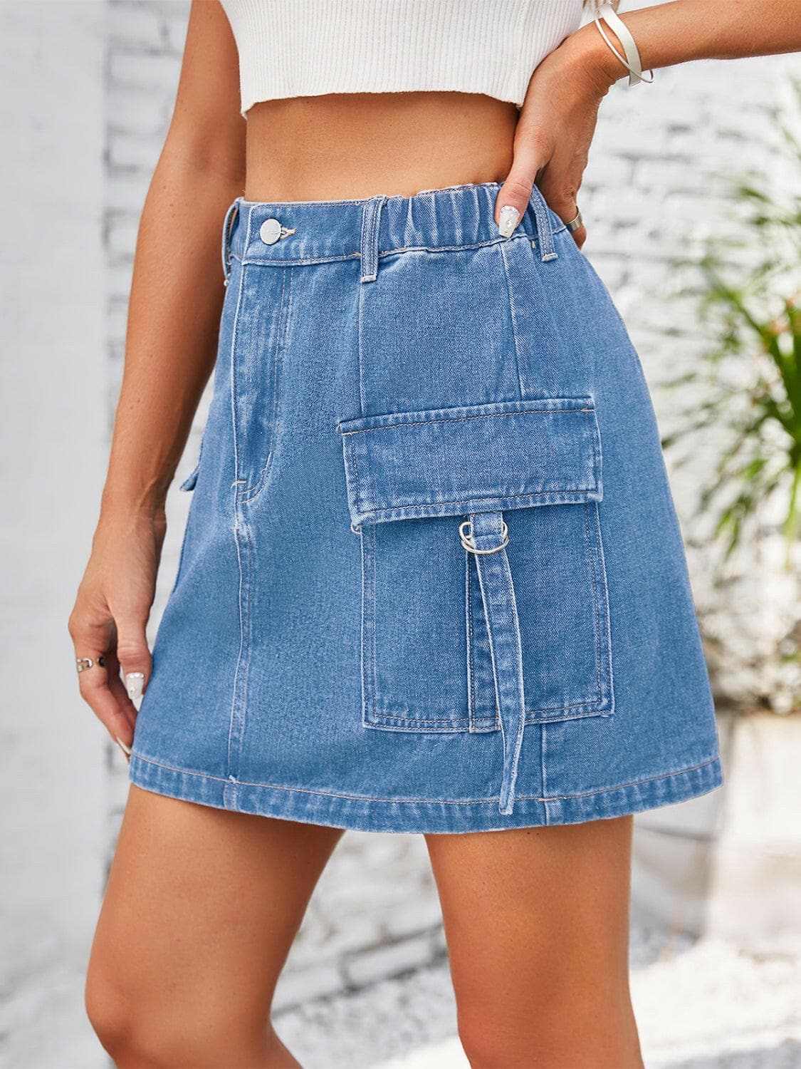 Chic denim skirt with pockets - Love Salve 