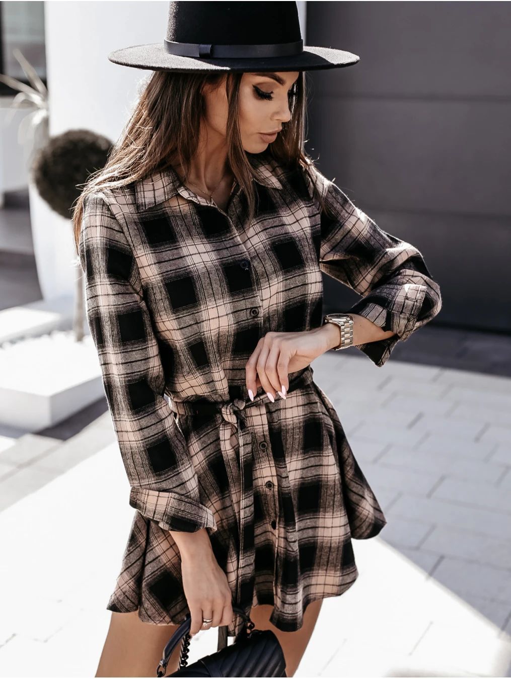 Fall Winter Sexy Print Shirt Dress Women Bella Mia