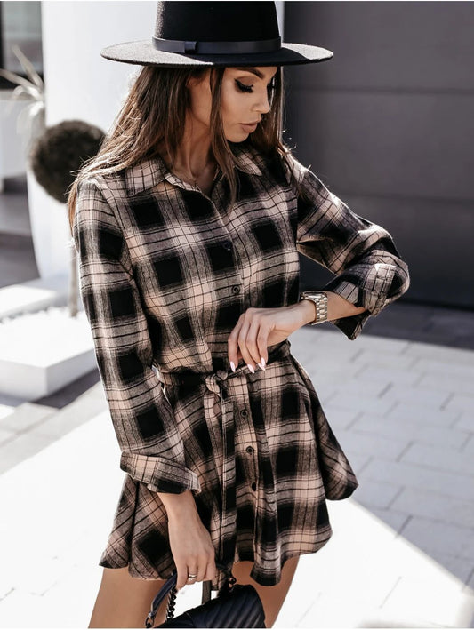 Fall Winter Sexy Print Shirt Dress Women Bella Mia