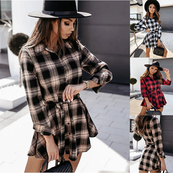 Fall Winter Sexy Print Shirt Dress Women Bella Mia