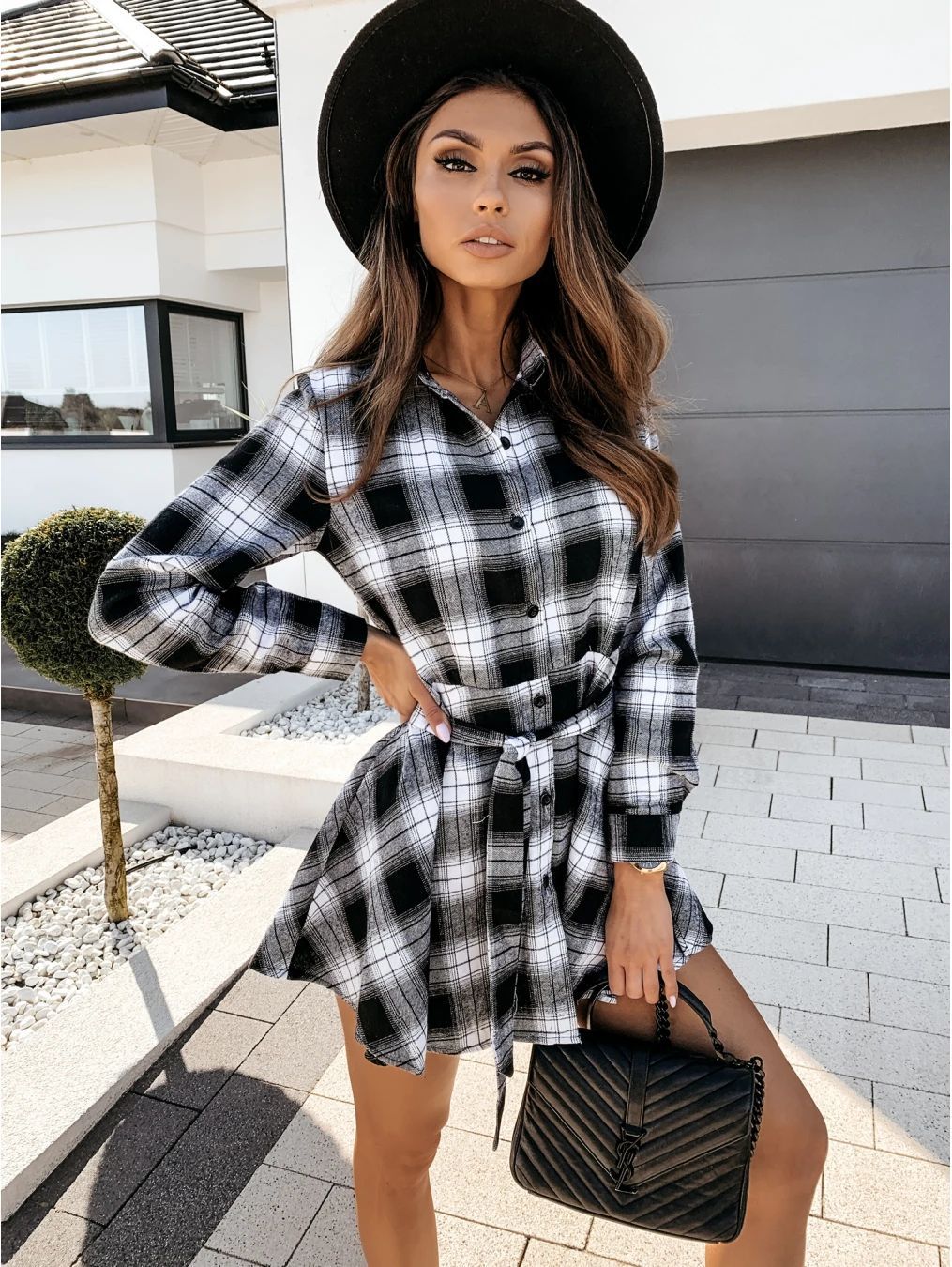 Fall Winter Sexy Print Shirt Dress Women Bella Mia