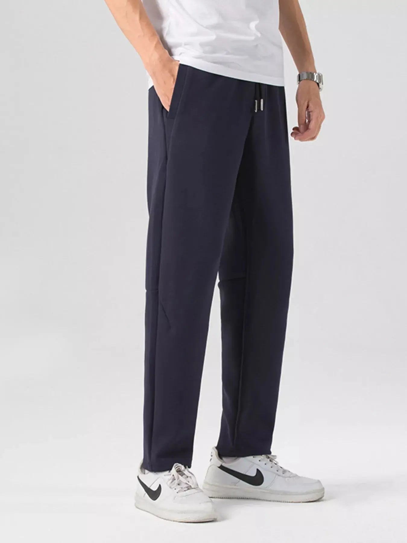 Men's Plus Size Casual Drawstring Straight-Leg Pants Simply Love