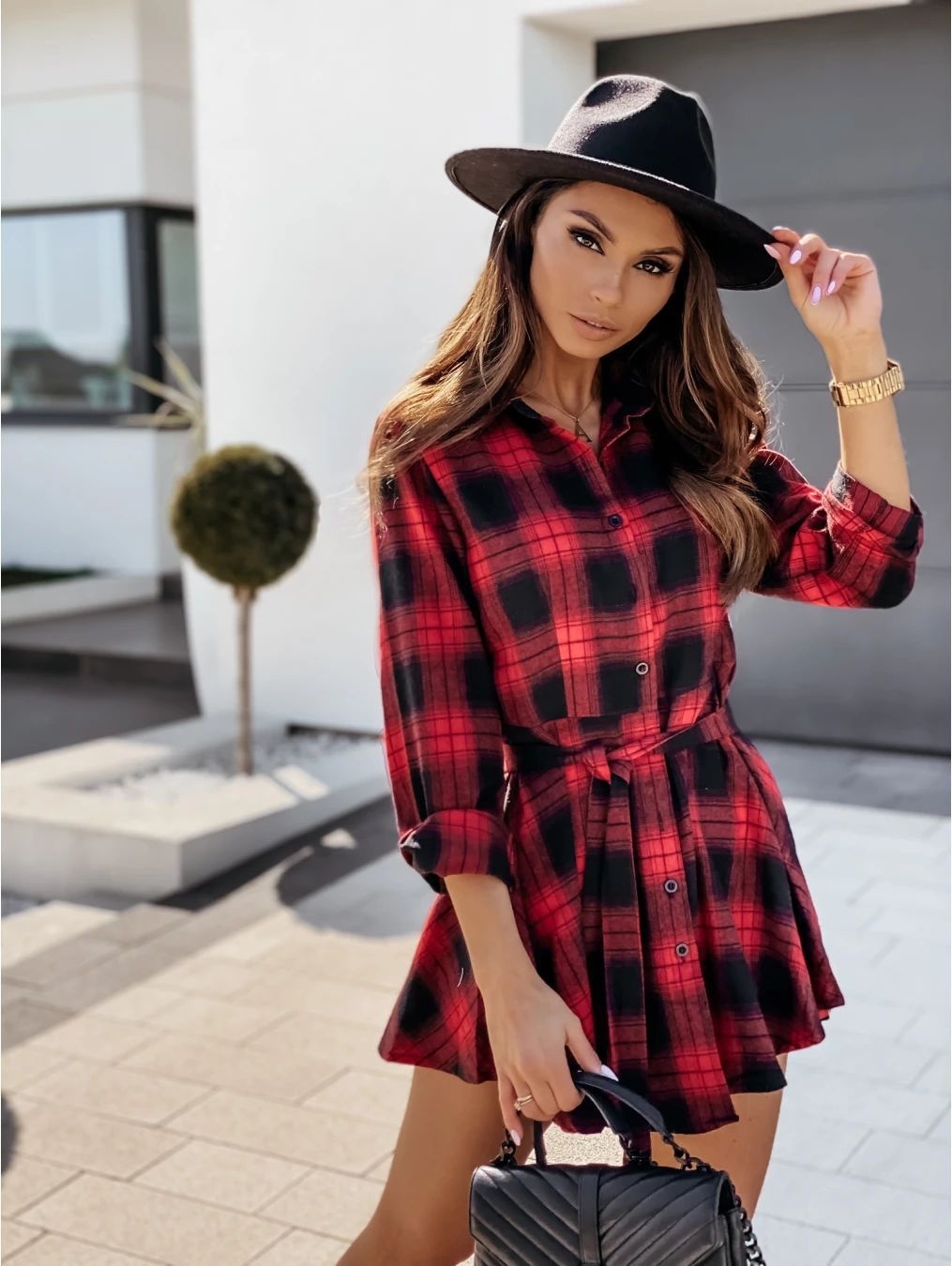 Fall Winter Sexy Print Shirt Dress Women Bella Mia