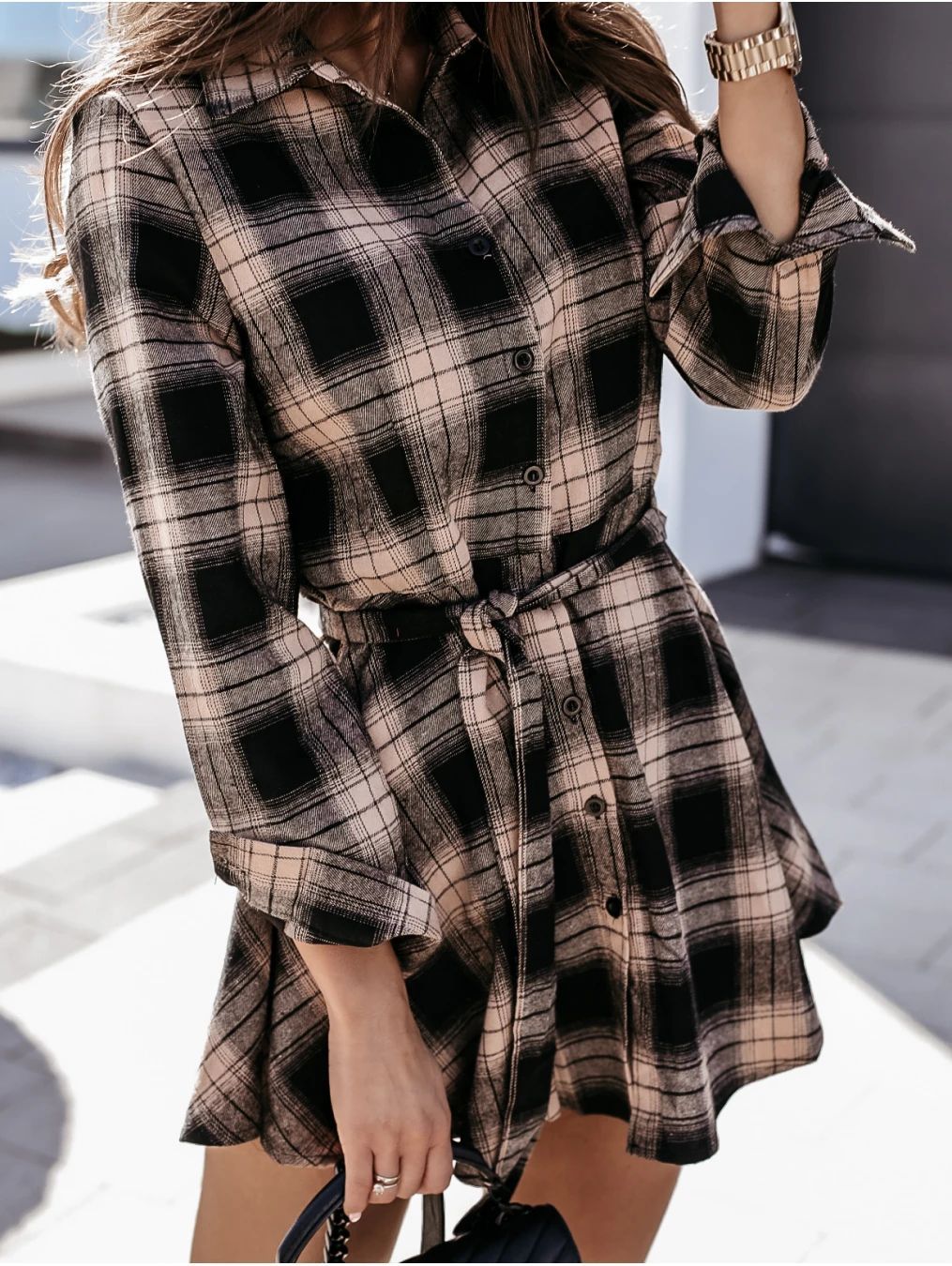 Fall Winter Sexy Print Shirt Dress Women Bella Mia