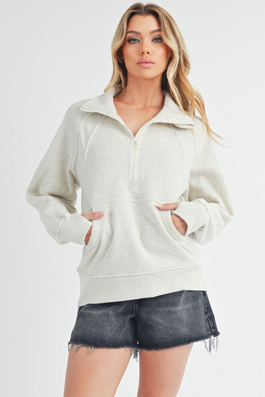 Long Dove Funnel Neck Half Long Zip