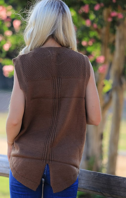 Cable Knit Slit Sweater Vest Miss Sparkling