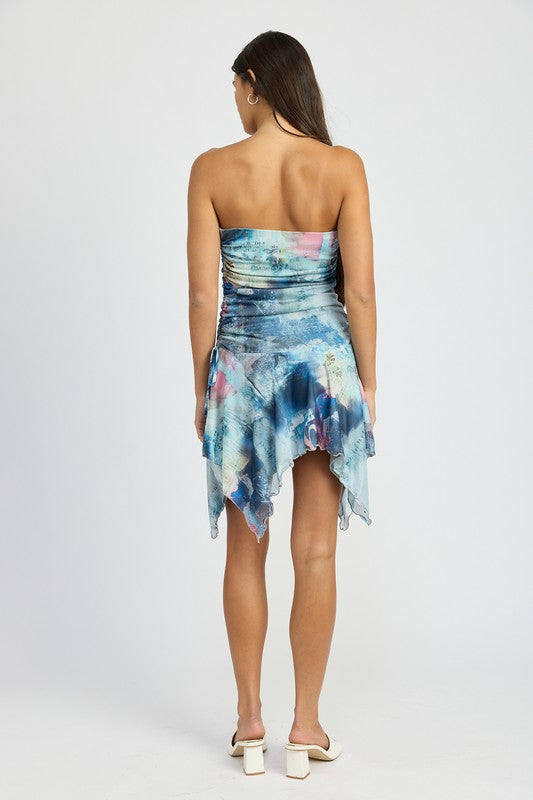 Ocean Vibes Only Tie Dye Sharkbite Tube Dress