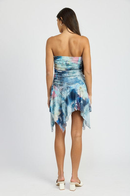 Ocean Vibes Only Tie Dye Sharkbite Tube Dress