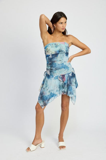 Ocean Vibes Only Tie Dye Sharkbite Tube Dress