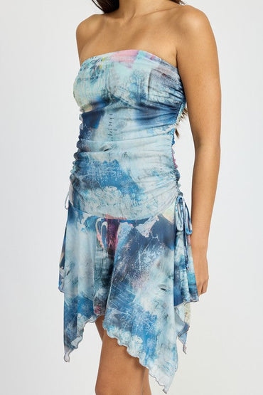 Ocean Vibes Only Tie Dye Sharkbite Tube Dress