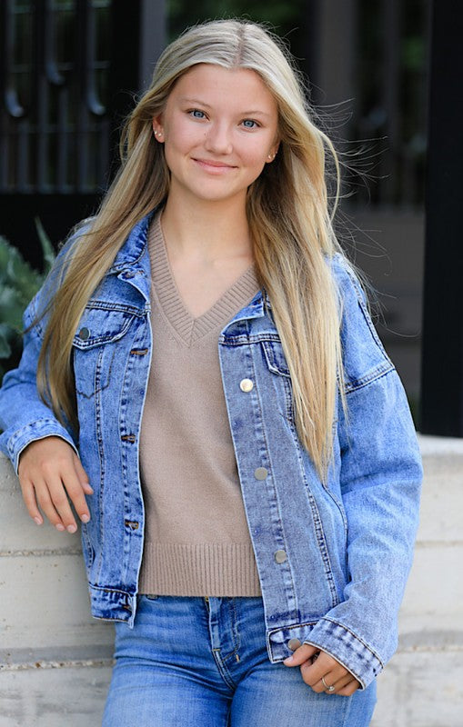 Fringe Denim Jacket Miss Sparkling