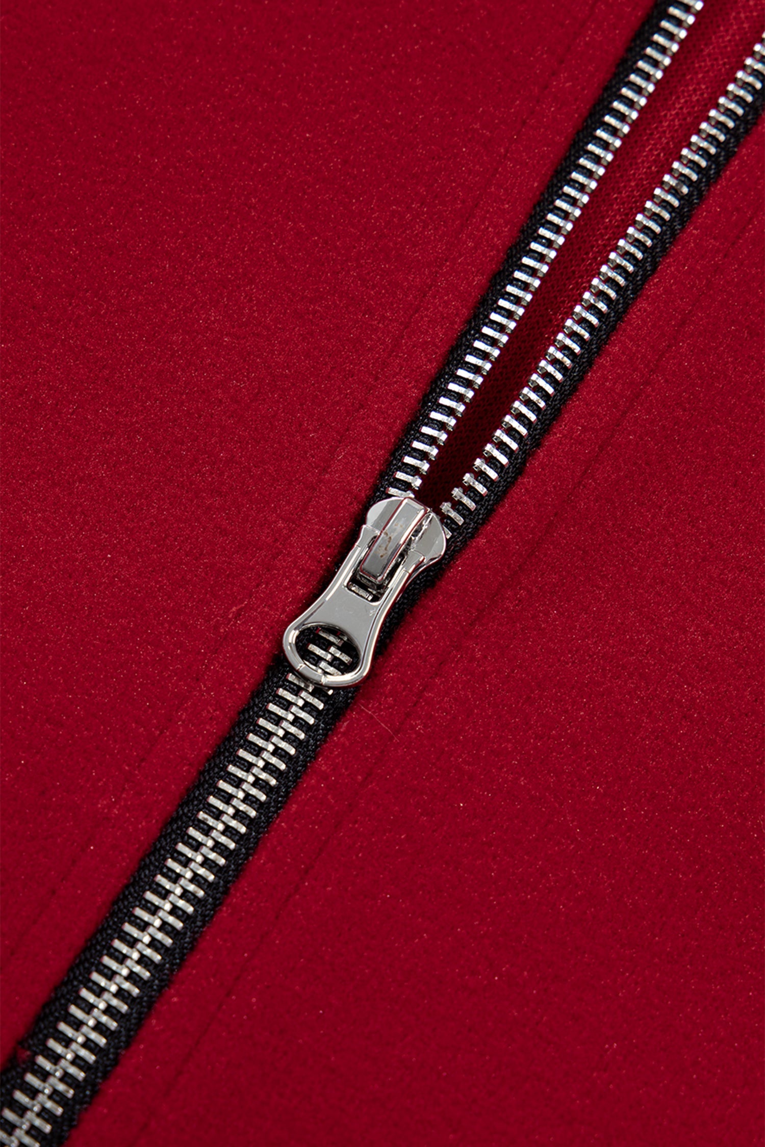 Racing Red Contrast Cuffed Drop Shoulder Zip Up Tunic Hoodie Dear-Lover Dropshipping