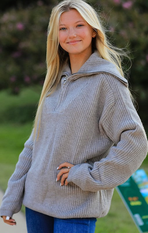 Ribbed half zip sweater Miss Sparkling