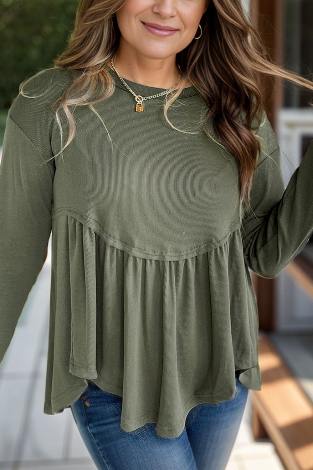 Chic plus size long sleeve blouse