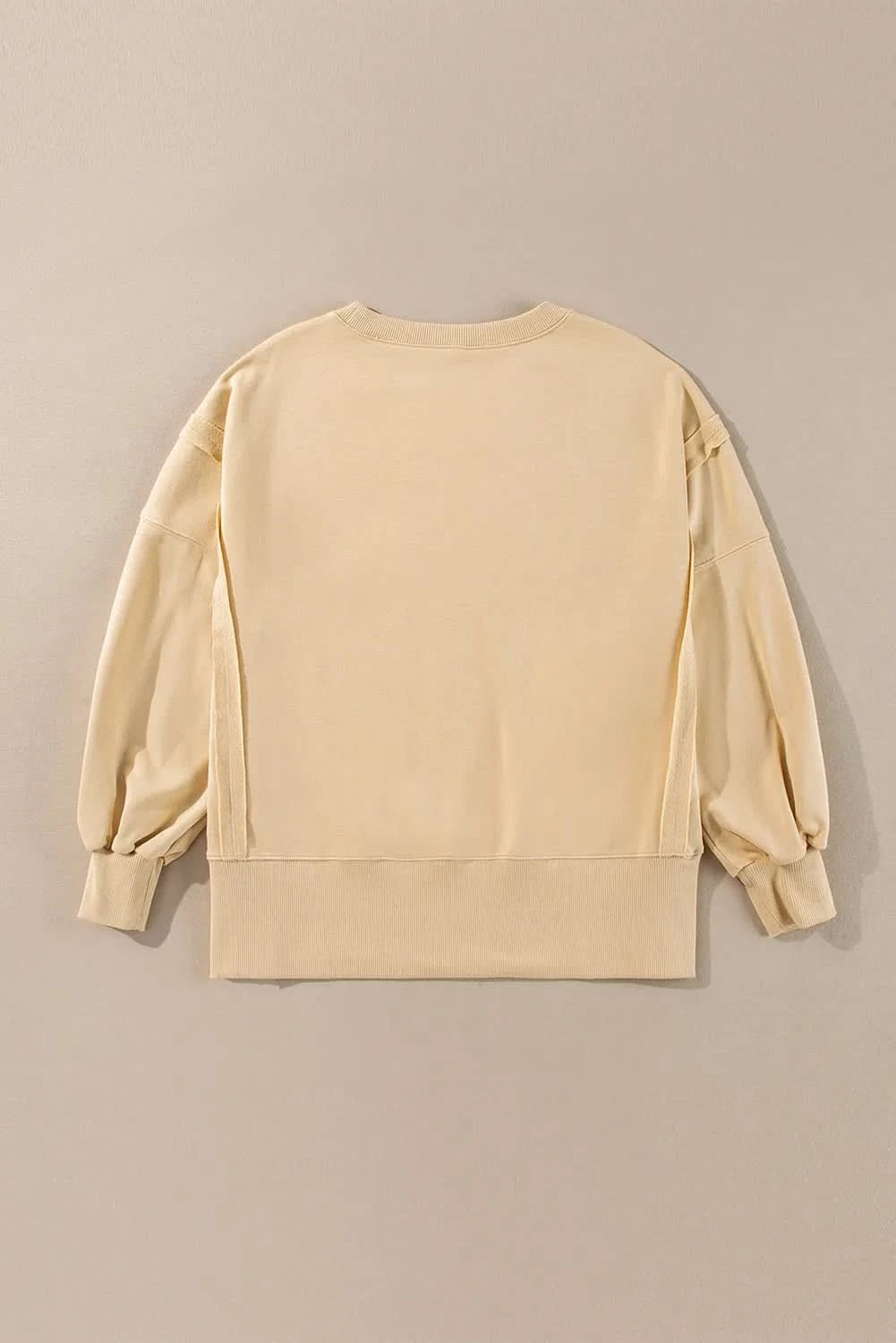 Exposed Seam Round Neck Long Sleeve Sweatshirt