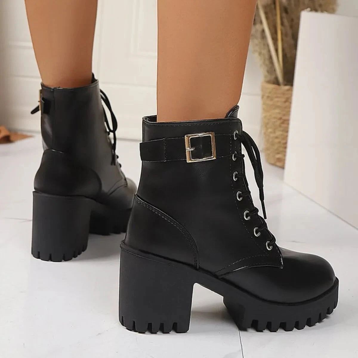 Boss Babe Lace-Up Block Heel Boots Coco’s Tee Boutique