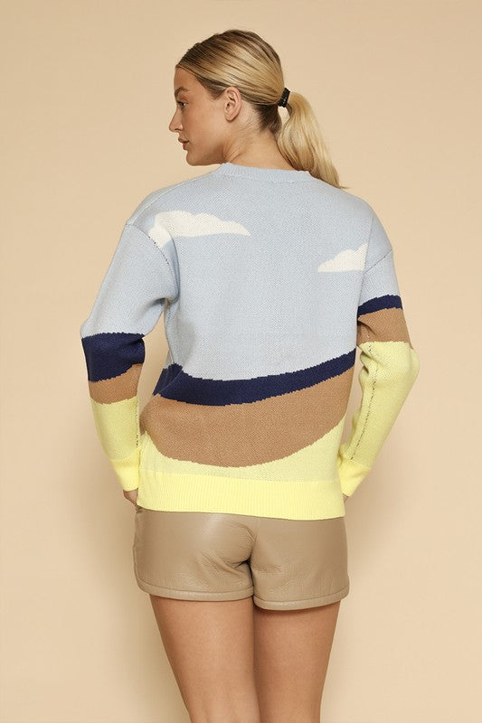 Vibrant roadrunner knit sweater