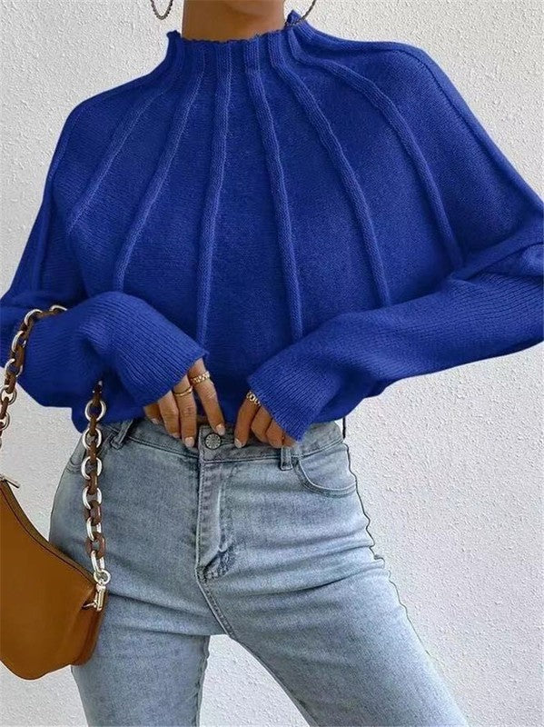 Mock Neck Batwing Sweater Miss Sparkling