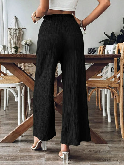 Frilled Pocketed Wide Leg Trousers