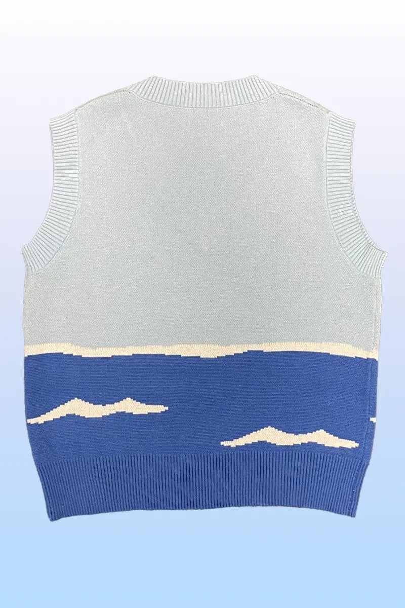 Orca Knit Sweater Vest With Intarsia V Neck Sleeveless Exclusive Design Miss Sparkling