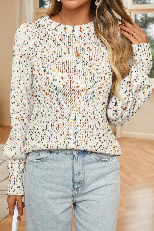 Colorful relaxed fit drop shoulder sweater