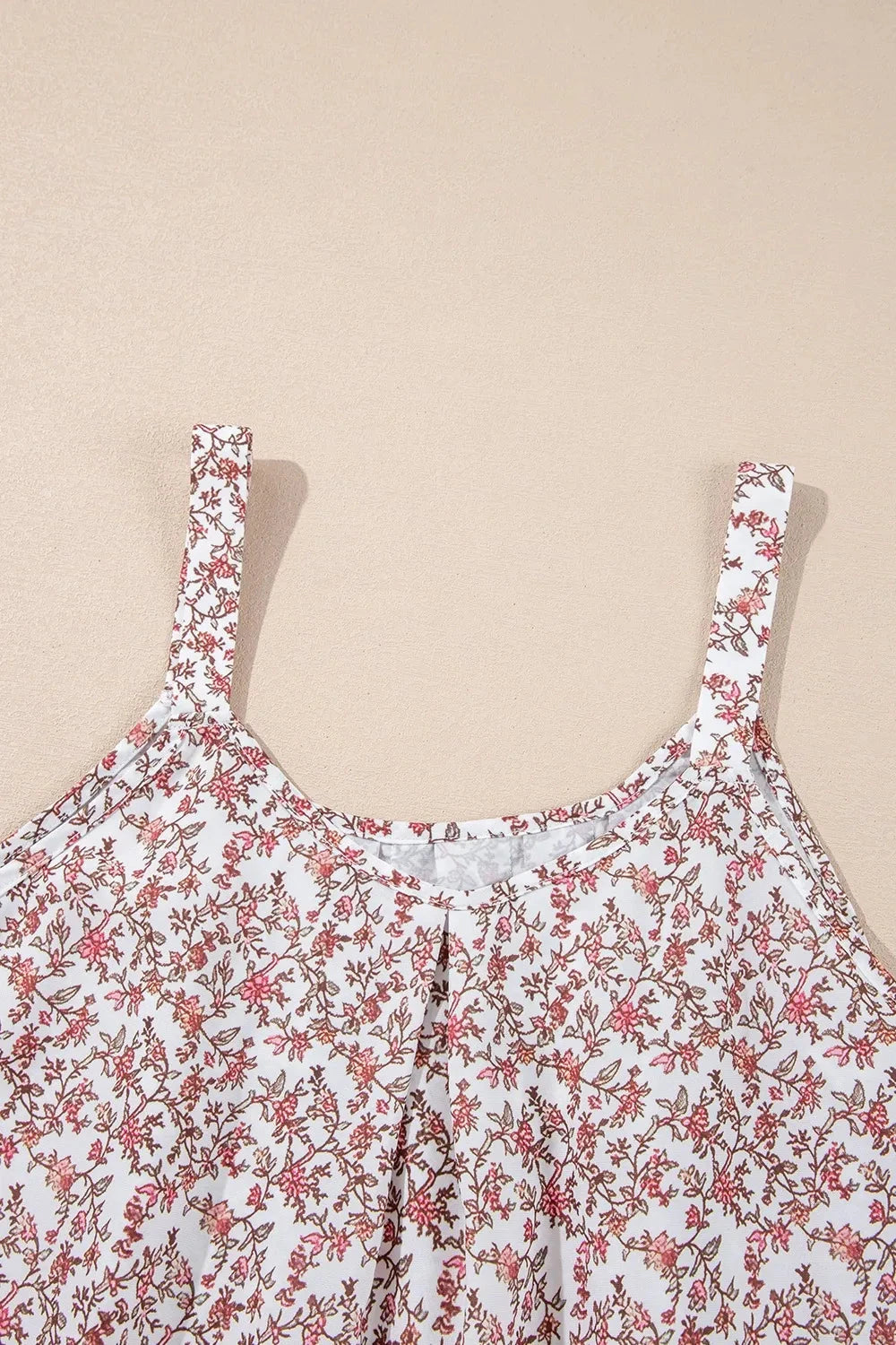 Floral Pleated Detail Scoop Neck Tank Simply Love