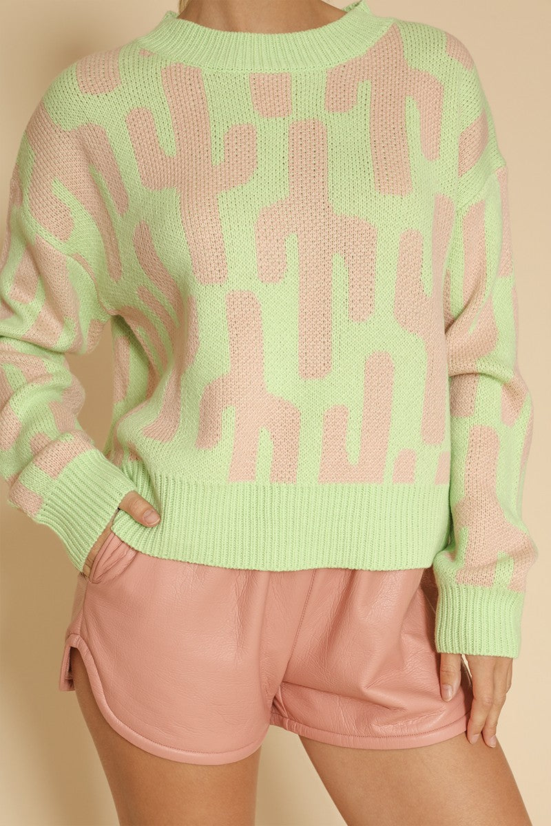 Cropped cactus knit sweater Miss Sparkling