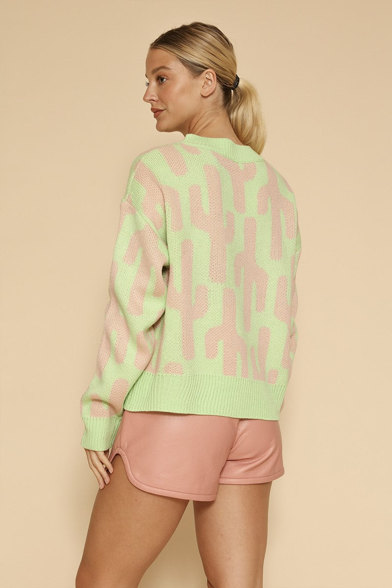 Cropped cactus knit sweater Miss Sparkling