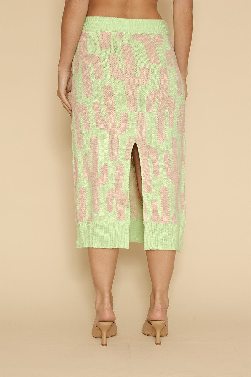 All over cactus knit midi skirt Miss Sparkling