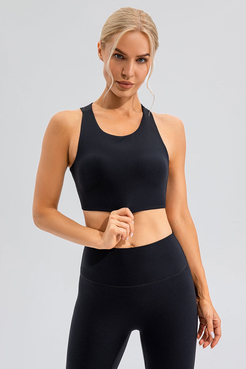 Round Neck Cutout Cropped Active Tank.