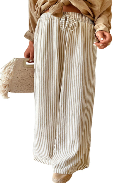 Chic khaki plus-size wide-leg pants