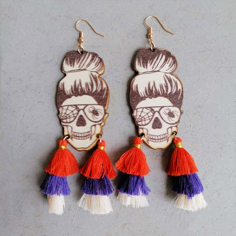 Whimsical spider-themed tassel earrings for urban chic style