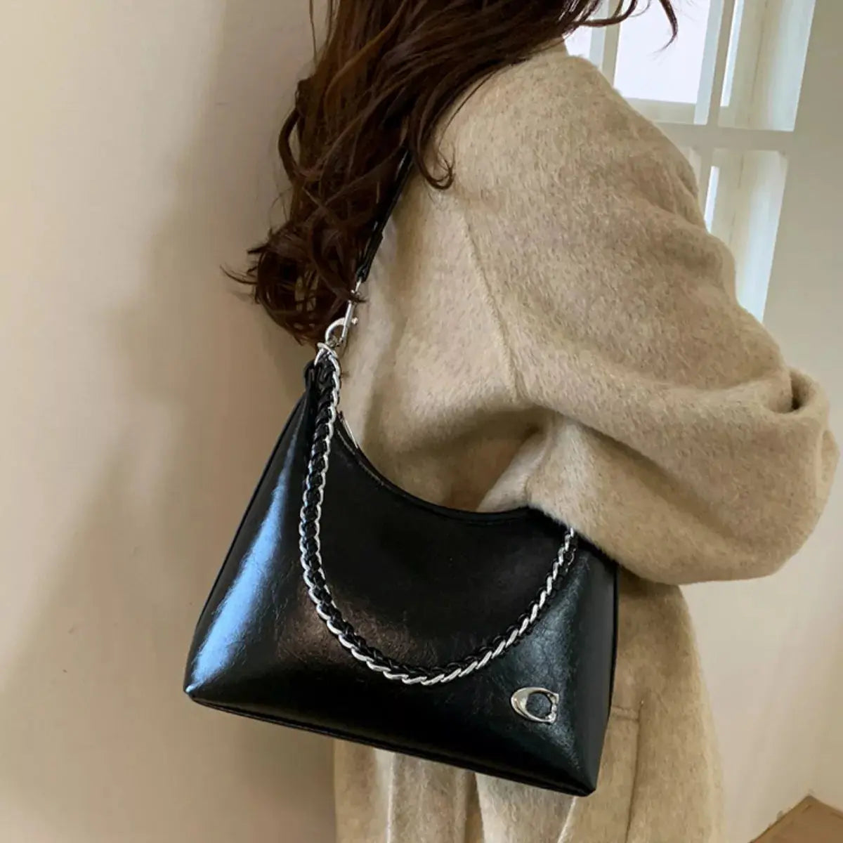 Chic Chain Accent Shoulder Bag Simply Love