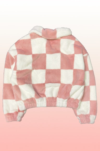 Cozy checkered zip-up jacket for stylish warmth