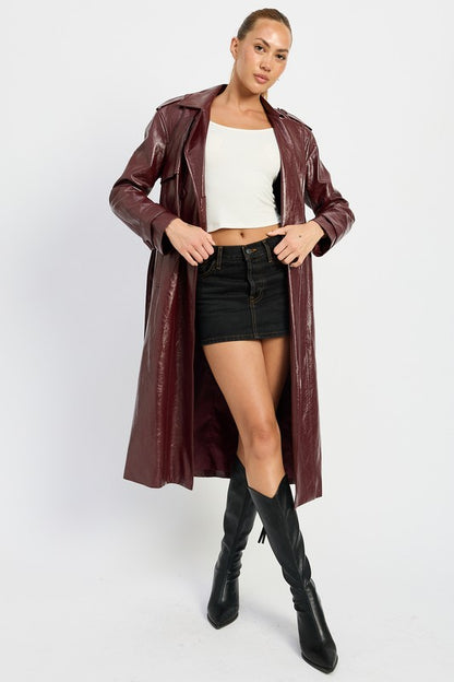 Chic faux leather trench coat for every occasion