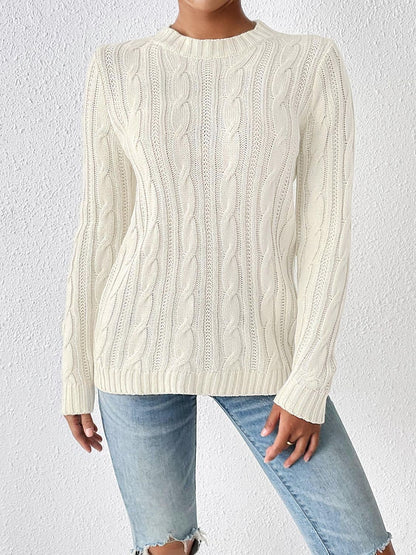 Cozy cable-knit sweater with round neckline