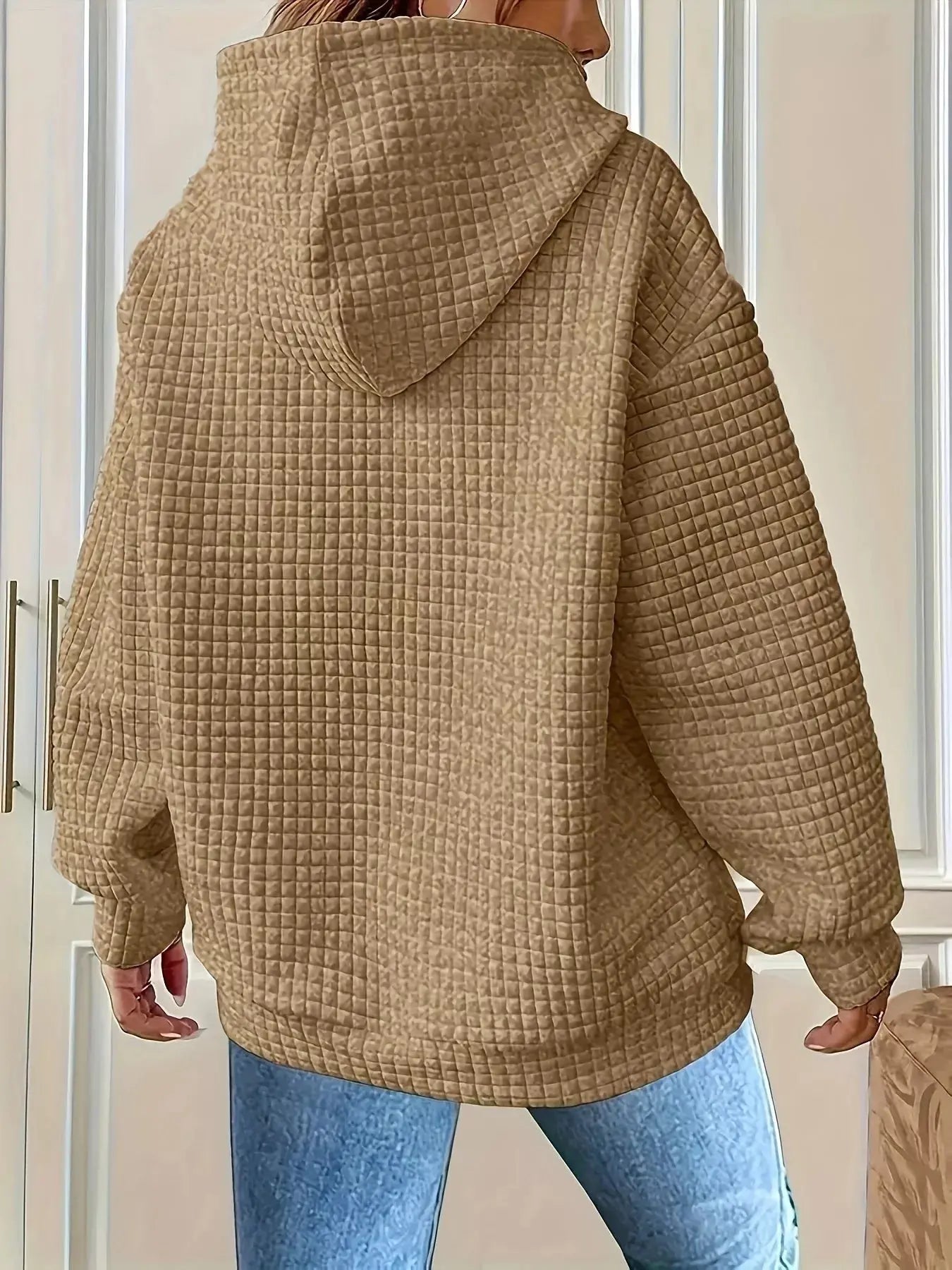 Textured Knit Drawstring Hoodie Simply Love