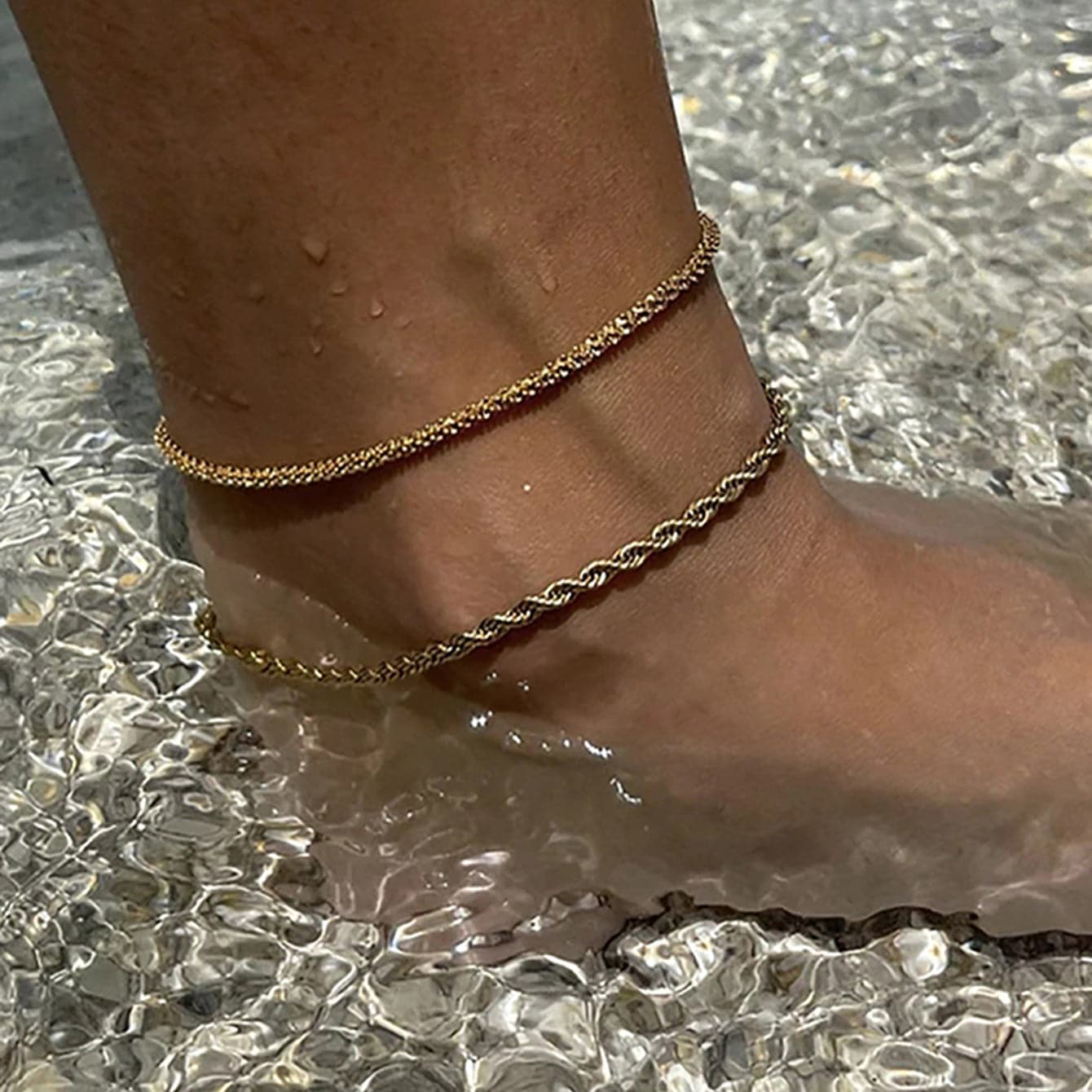 Stainless Steel Twist Chain Ankle Bracelet.