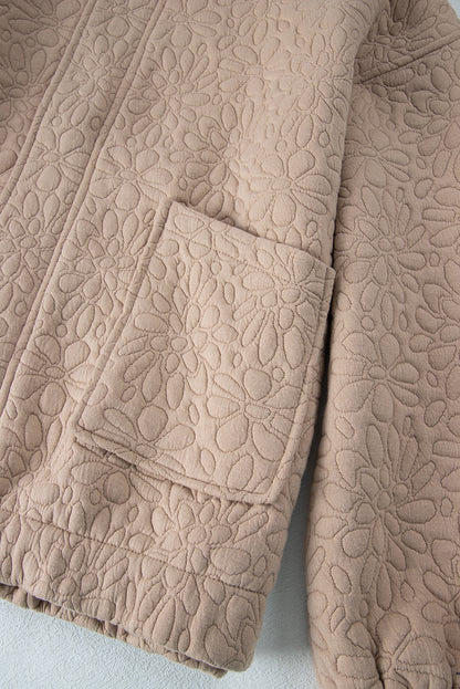 Chic quilted floral jacket in light beige