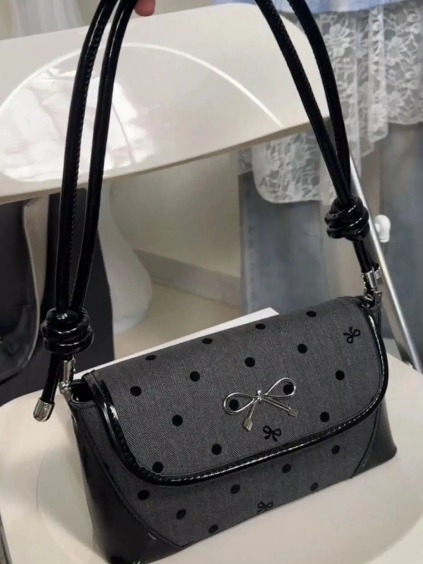 Bow Decor Flap Shoulder Bag Simply Love