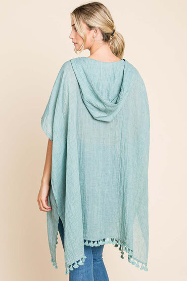 Cotton Bleu by Nu Label Tassel Hem Hooded Cover Up.