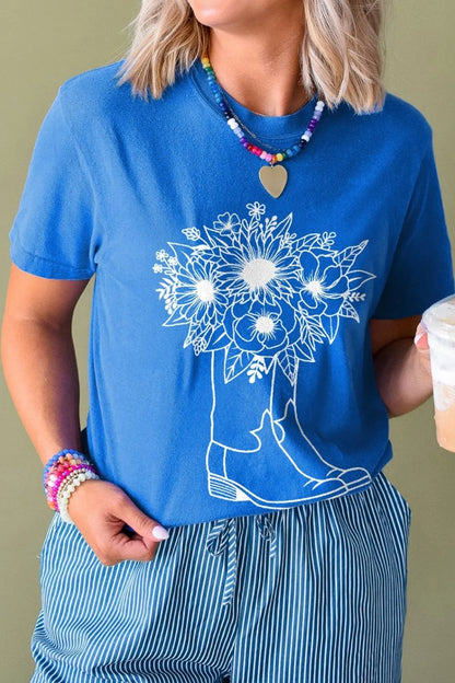 Graphic Round Neck Short Sleeve T-Shirt
